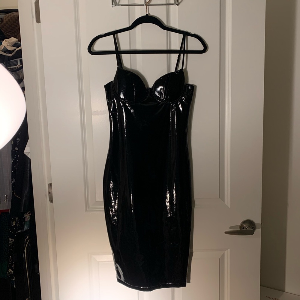Faux Patent Leather Dress